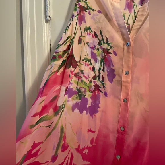 Susan Graver Floral Chiffon Sheer Sleeveless Button Front Top Size 22W - Picture 3 of 10